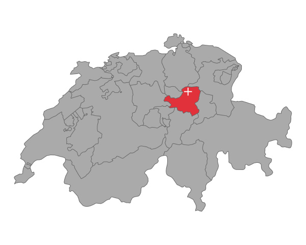 mapa szwajcarii z flaga schwyz