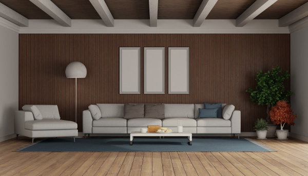 salon z nowoczesna sofa i szezlongiem