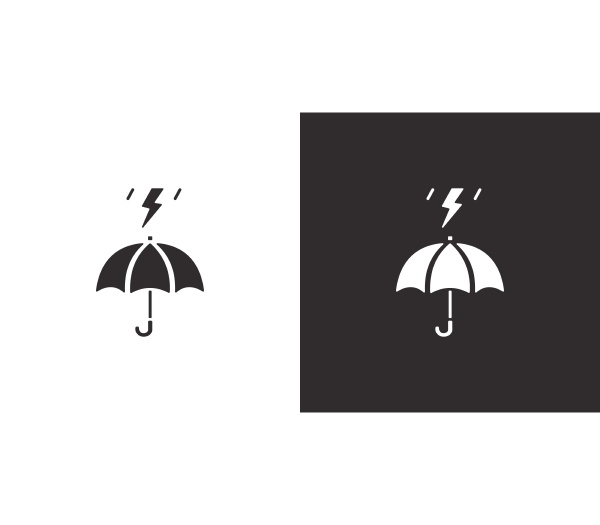 parasol i burza izolowana ikona