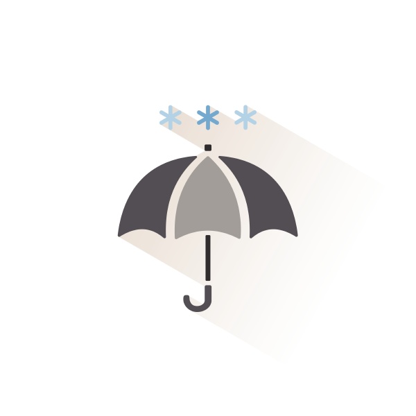 parasol i snieg izolowana ikona