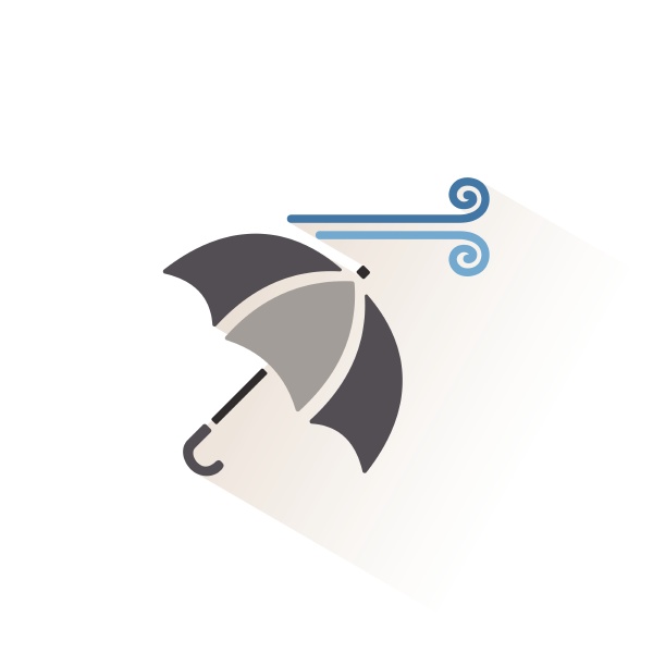 parasol i wiatr izolowana ikona