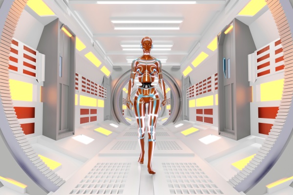 renderowane 3d ilustracja ginekologow wzdluz futurystycznego